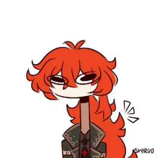 🐾 Diluc Genshin Impact Diluc, Genshin Impact, Anime, Personagem de videogame, cabelo vermelho telegram sticker