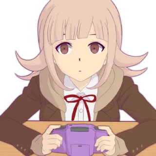 😮 Chiaki Nanami Danganronpa anime, character, game, cute telegram sticker