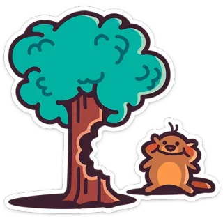 😋 비버, 나무, 만화, 동물, 자연 telegram sticker