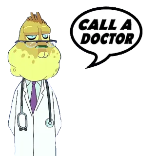 👨 CALL A DOCTOR médico, médico, dibujos animados, bocadillo, salud, profesión telegram sticker
