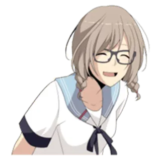 😄 Anime, Mädchen, Brille, Schuluniform, lächelnd, Cartoon telegram sticker