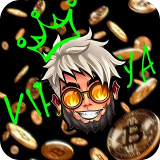 🤘 VIJAYA 漫画, キャラクター, イラスト, ゴールド, 王冠, ビットコイン, コイン telegram sticker