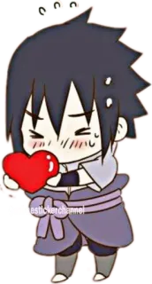 🥰 Sasuke Naruto thestickerchannel anime, heart, chibi, cute, cartoon telegram sticker
