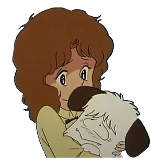👥 anime, dziewczyna, pies, smutny, słodki telegram sticker