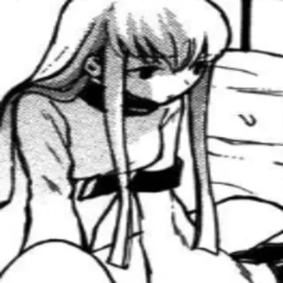 😕 Anime, Ragazza, Manga, Triste, Monocromatico telegram sticker