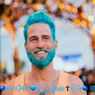 💙 njinho Mann, blaue Haare, Porträt, Person, Lächeln telegram sticker
