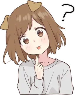 ❓ kartun, anime, telinga anjing, tanda tanya, berpikir, imut, gadis telegram sticker