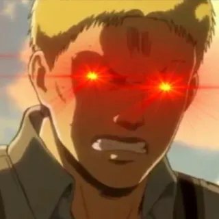 🐱 Reiner Braun Attack on Titan anime, attack on titan, reiner braun, angry, laser eyes, aggression, manga whatsapp sticker