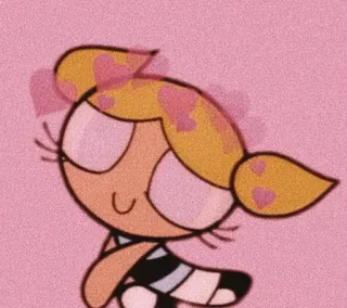 💎 Blossom The Powerpuff Girls cartoni animati, adesivo, Le Superchicche, Blossom, rosa, cuori telegram sticker
