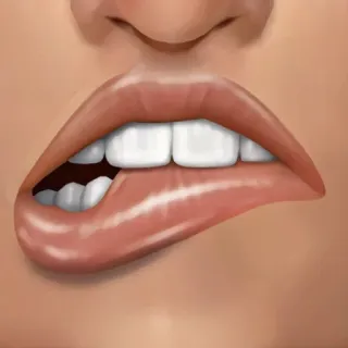 😤 labios, boca, mordiendo labio, dientes, brillante telegram sticker