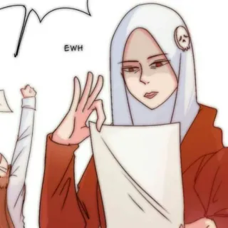 📚 EWH mujer, hiyab, expresión, dibujo animado, personaje telegram sticker