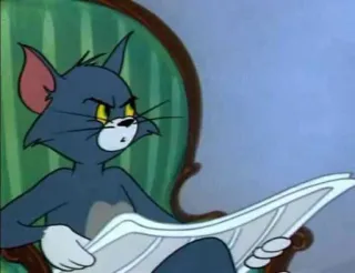 🤨 Tom Tom and Jerry cartoon, cat, newspaper, sitting telegram sticker