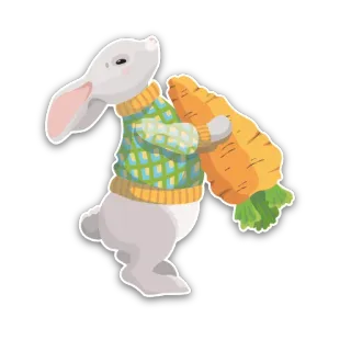 😀 うさぎ, バニー, ニンジン, セーター, 動物, かわいい telegram sticker