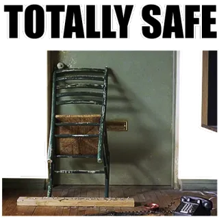 ‼ TOTALLY SAFE chair, telephone, totally safe, room telegram sticker