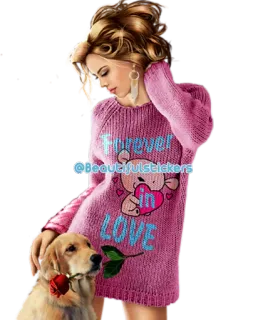 🙆‍♀ Forever in love chica, perro, amor, rosa, romántico, corazón telegram sticker