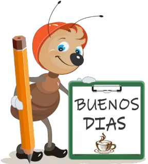 ☕️ BUENOS
DIAS saluto, buongiorno, cartoni animati, insetto, matita, caffè whatsapp sticker