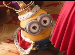 😊 Minion cartoon, minion, king, crown, yellow, funny telegram sticker