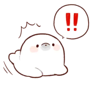 ‼️ hải cẩu, động vật, dễ thương, kawaii, báo động, cảm thán, cảnh báo whatsapp sticker