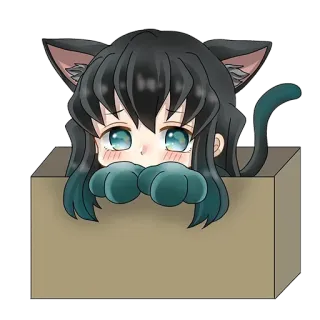 ❄️ 动漫, 猫, 盒子, 卡通, 可爱 whatsapp sticker