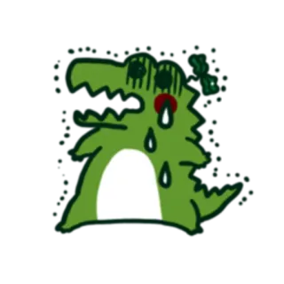 🙄 cá sấu, buồn, khóc, hoạt hình, động vật, xanh lá cây telegram sticker