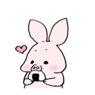 🍙 свинья, кролик, животное, милый, каваий, онигири, сердце, наклейка telegram sticker