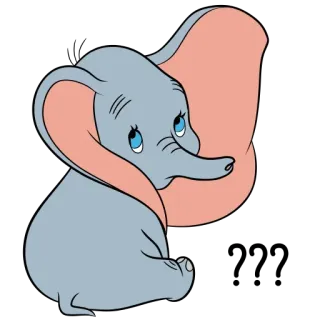 ❓ Dumbo elephant, cartoon, Disney, cute, flying, animal telegram sticker