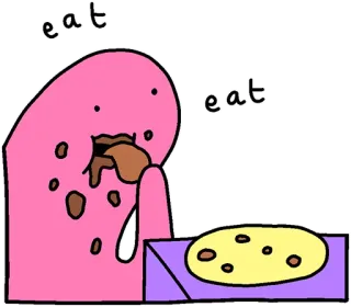 🍕 eat eat comiendo, galleta, dibujos animados, comida telegram sticker