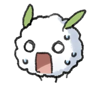 💭 かわいい, カワイイ, 白, モンスター, 漫画, びっくり, びっくりマーク telegram sticker