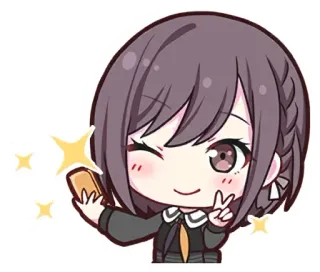 ✨ Аниме, Девушка, Знак мира, Подмигивание, Милый, Персонаж, Чиби whatsapp sticker