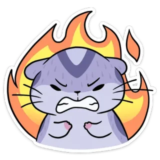 😡 猫, 怒り, 火, 気分, アニメ, ステッカー telegram sticker
