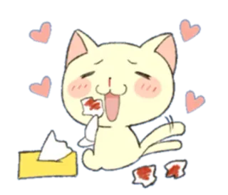 🤕 kot, serca, kawaii, słodkie, chusteczka, smutny, kreskówka, emotikon telegram sticker
