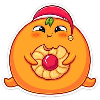 🍪 orange, fruit, dessin animé, sommeil, hiver, mignon, cookie, nourriture telegram sticker