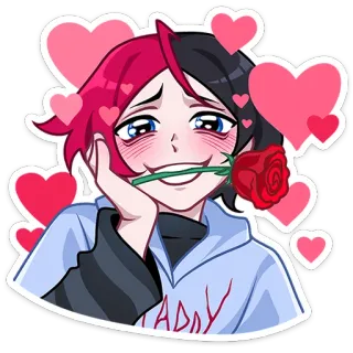 ❤️ DADDY Anime, Rose, Coeurs, Amour, Dessin animé, Romantique telegram sticker