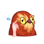 😃 gufo, cartone animato, pensare, mano, domanda, espressione telegram sticker