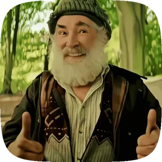 👍 мужчина, большой палец вверх, борода, улыбается, счастливый telegram sticker