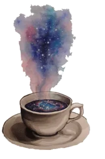 ☕ coffee, galaxy, cup, space, cosmic, nebula, drink whatsapp sticker