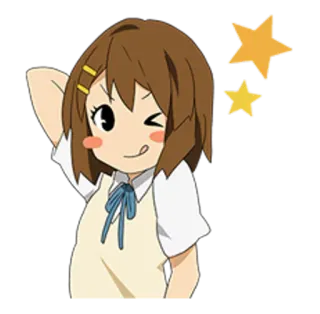 🔹 Yui Hirasawa K-On! Аниме, K-On, Юи Хирасава, Мило, Мультфильм, Девушка whatsapp sticker
