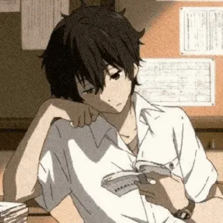 😕 Anime, Junge, Schuluniform, Müde, Schüler, Manga telegram sticker