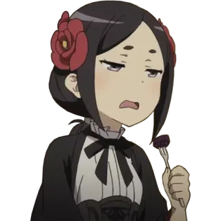 😐 anime, character, roses, fork telegram sticker
