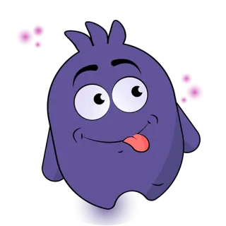 😜 Kartun, Karakter, Ungu, Lucu, Monster, Lidah whatsapp sticker