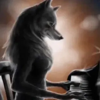 🎹 loup, piano, anthro, anthropomorphe, musique, animal telegram sticker