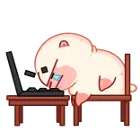🤩 sloth, laptop, tired, exhausted, lazy, cartoon telegram sticker