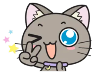 ✌ gato, fofo, sinal de paz, kawaii, animal, adesivo whatsapp sticker