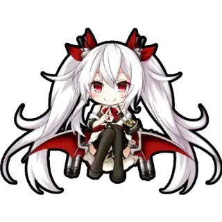 😍 Anime, Chibi, Mignon, Fille, Rouge, Blanc, Cheveux, Yeux telegram sticker