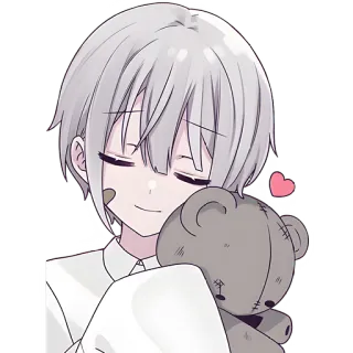 🤗 anime, boy, cute, teddy bear, heart telegram sticker