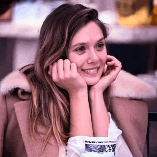 🥂 Elizabeth Olsen เอลิซาเบธ โอลเซน, นักแสดง, คนดัง, ผู้หญิง, ภาพเหมือน, ยิ้ม telegram sticker