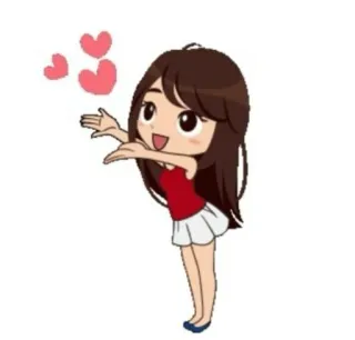 ❤ cartoon, girl, hearts, love, cute, chibi telegram sticker