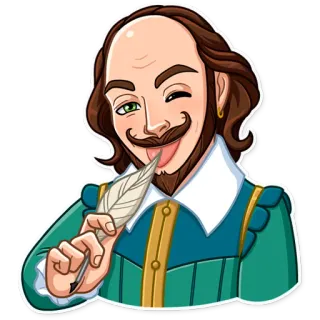 😜 William Shakespeare Shakespeare, Dramaturgo, Escritor, Dibujos animados, Literatura, Literatura inglesa telegram sticker