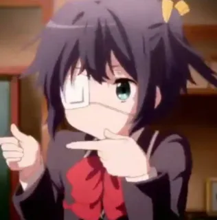 😅 Rikka Takanashi Love, Chunibyo & Other Delusions! Anime, Fille, Mignon, Rikka Takanashi, Amour, Chuunibyou demo Koi ga Shitai !, Montrer du doigt whatsapp sticker