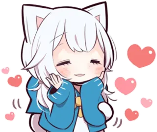 😍 Anime, Kawaii, Garota gato, Fofo, Corações, Adesivo telegram sticker